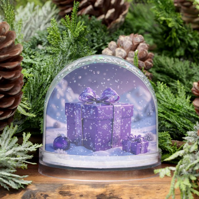 Purple Christmas Presents Snow Globe (Winter)