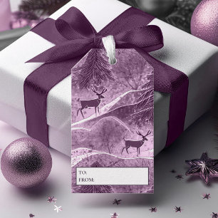 Purple Christmas Reindeer Pattern#13 ID1009 Gift Tags
