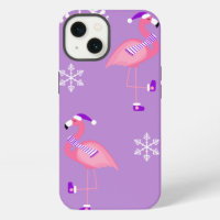 purple christmas santa claus flamingo
