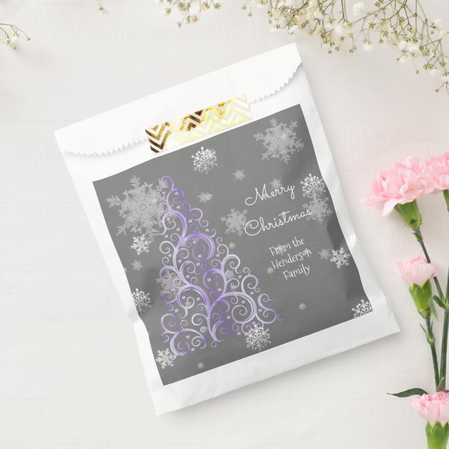 Purple Christmas Tree and Snowflakes Favour Bag (Sealed)