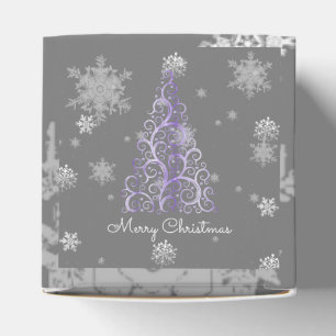 Purple Christmas Tree and Snowflakes Favour Box