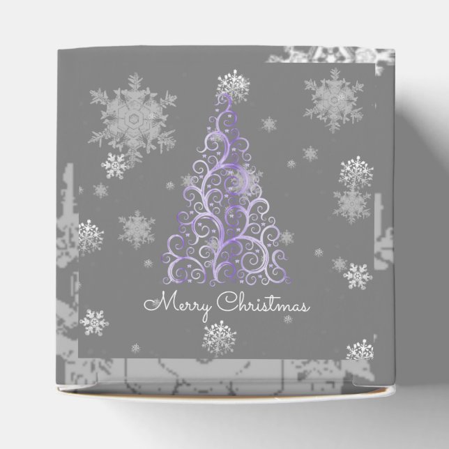 Purple Christmas Tree and Snowflakes Favour Box (Top)