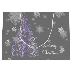 Purple Christmas Tree and Snowflakes Gift Bag