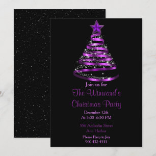 Purple Christmas Tree Invitation