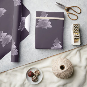 Purple Christmas Tree Pattern Aubergine Eggplant Wrapping Paper