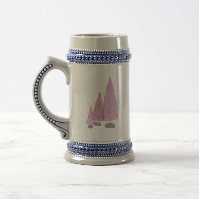 Purple christmas trees beer stein (Left)