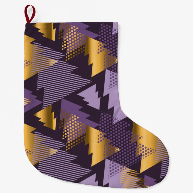 purple christmas trees xmas stocking (Front)