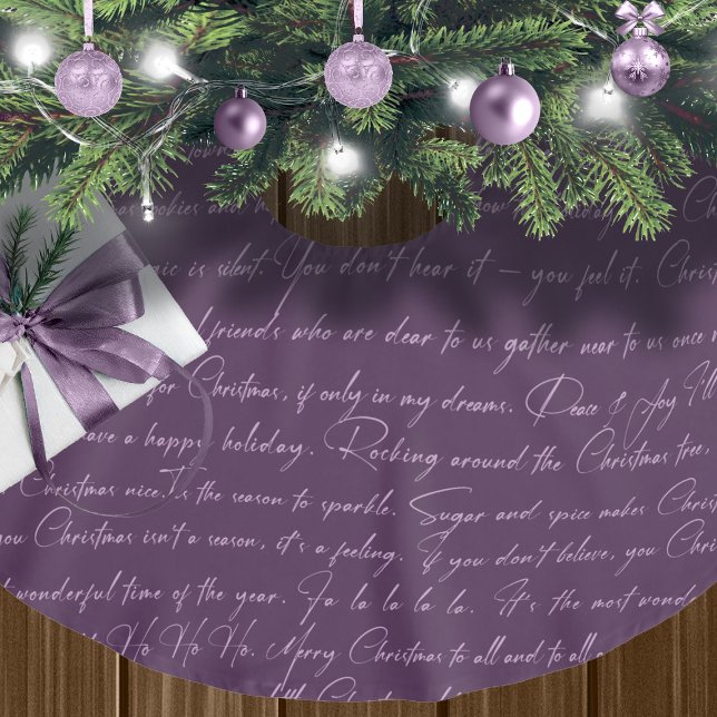 Purple Christmas Typography Pattern#36 ID1009 Brushed Polyester Tree Skirt (Creator Uploaded)
