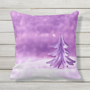 Purple Christmas Wonderland Outdoor Pillow