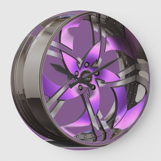Purple & Chrome Rim Large Clock (Front)