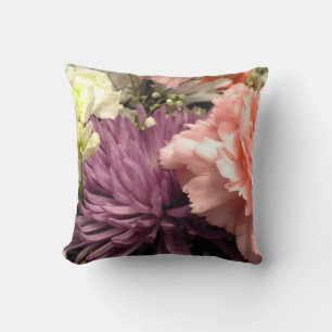 Purple Chrysanthemum Bouquet Throw Pillow