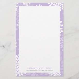 Purple Chrysanthemums Floral Pattern Stationery