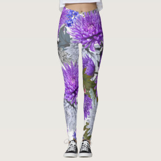 Purple Chrysanthemums Leggings