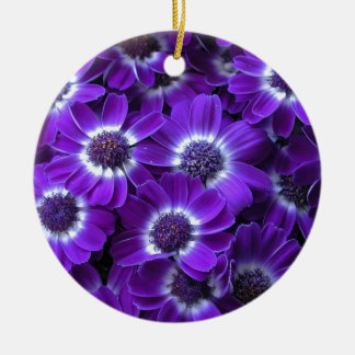 Purple Cinerarias Bouquet Ceramic Ornament