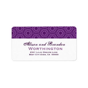 Purple Circle Flowers Wedding Template Label