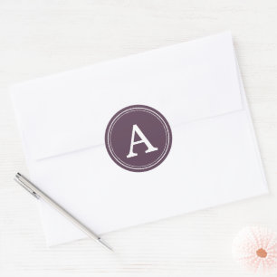 Purple Circle Frame Monogram Classic Round Sticker