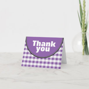 Purple Circle Gingham custom Thank You card