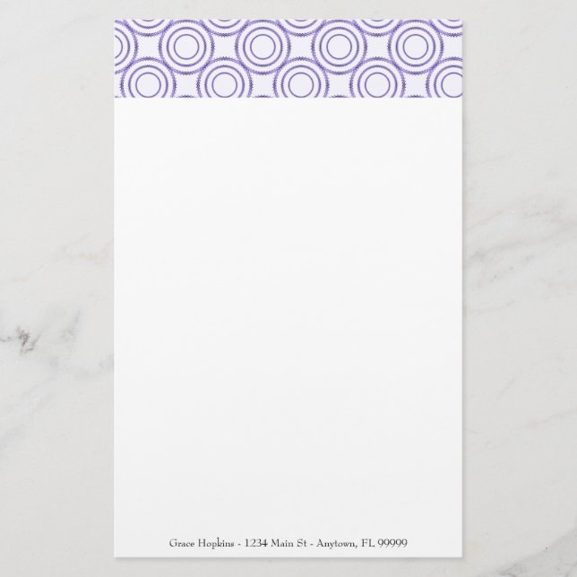 Purple Circle Pattern Personalize Stationery (Front)