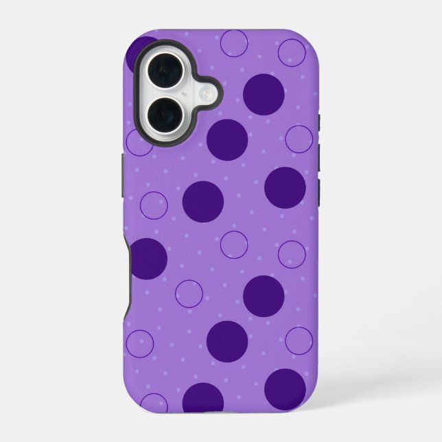 Purple Circles Patterned  iPhone 16 Case (Back)