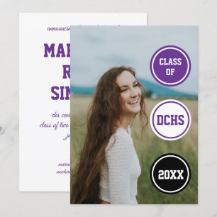 Purple Circles Photo Graduation Invitation