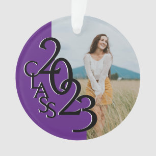 Purple Class 2022 Graduation Photo Ornament