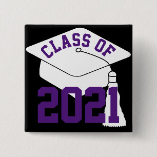 Purple Class of 2024 Grad Cap 2 Inch Square Button