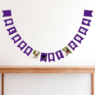 Purple Class of 2024 Graduate Photo Graduation Bunting Flags