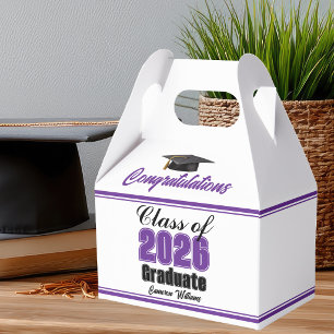 Purple Class of 2026 Custom Graduation Party Favor Box