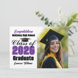 Purple Class of 2026 Graduate Photo Graduation Announcement