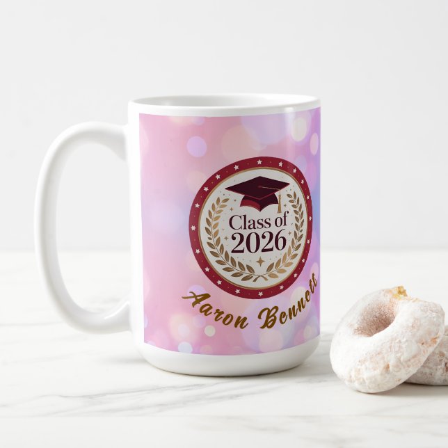 Purple Class of 2026 Graduation  Coffee Mug (With Donut)
