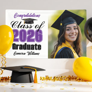 Purple Class of 2026 Graduation Party Photo Banner