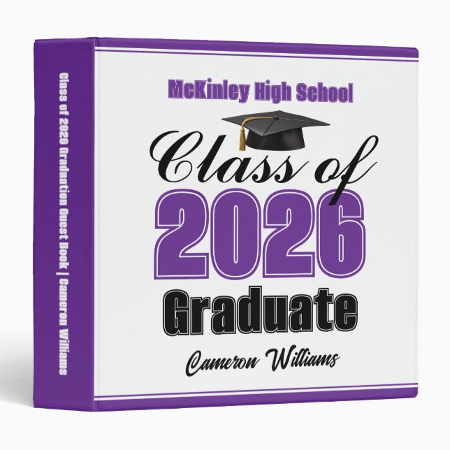 Purple Class of 2026 Graduation Photo Album Binder (Front/Spine)