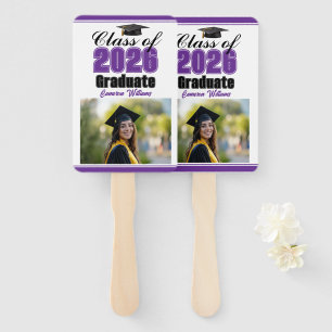 Purple Class of 2026 Photo Custom Graduation Photo Hand Fan