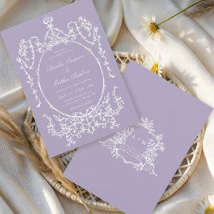 Purple Classic Floral Frame Wedding            Invitation