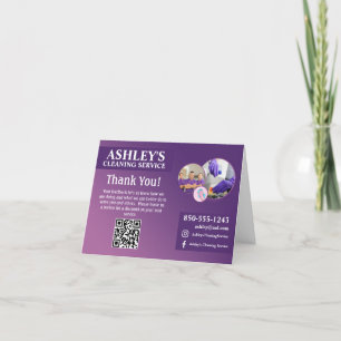 Purple Cleaning Service Thank You Card