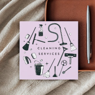 Purple Cleaning Services Square  Business Card