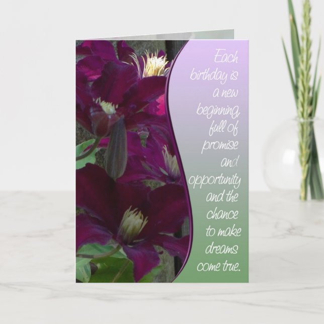 Purple Clematis Bonne Carte d'anniversaire (Devant)