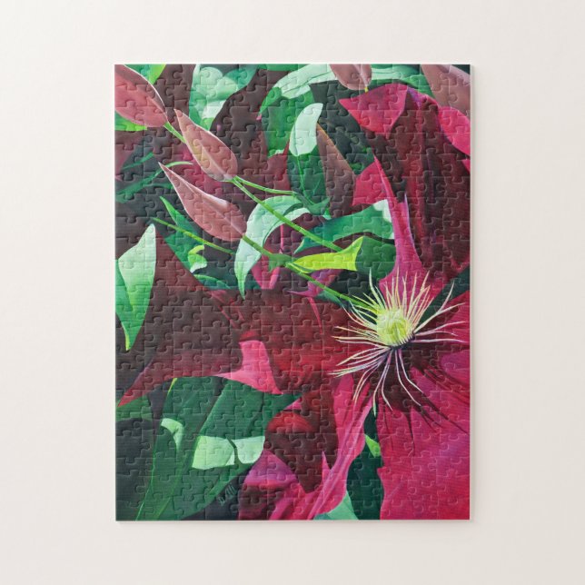 Purple Clematis Floral  Jigsaw Puzzle (Vertical)