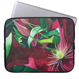 Purple Clematis Floral Laptop Sleeve