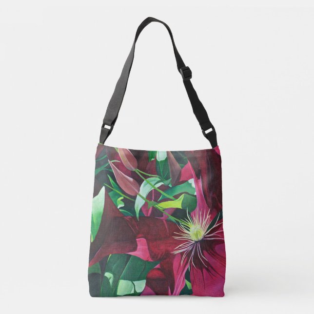 Purple Clematis Floral Tote Bag (Back)