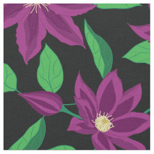 Purple clematis flower garden Fabric