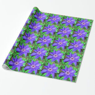 Purple Clematis Flower Wrapping Paper