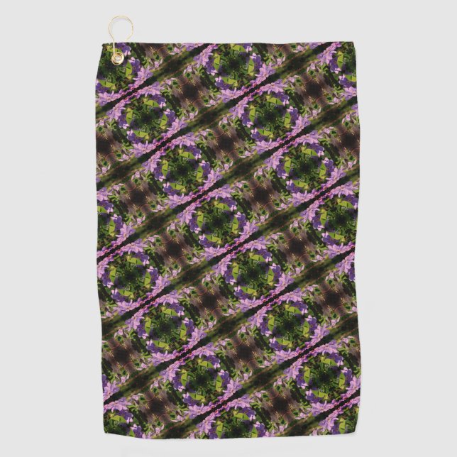 Purple Clematis Flowers Abstract Pattern      Golf Towel (Front)