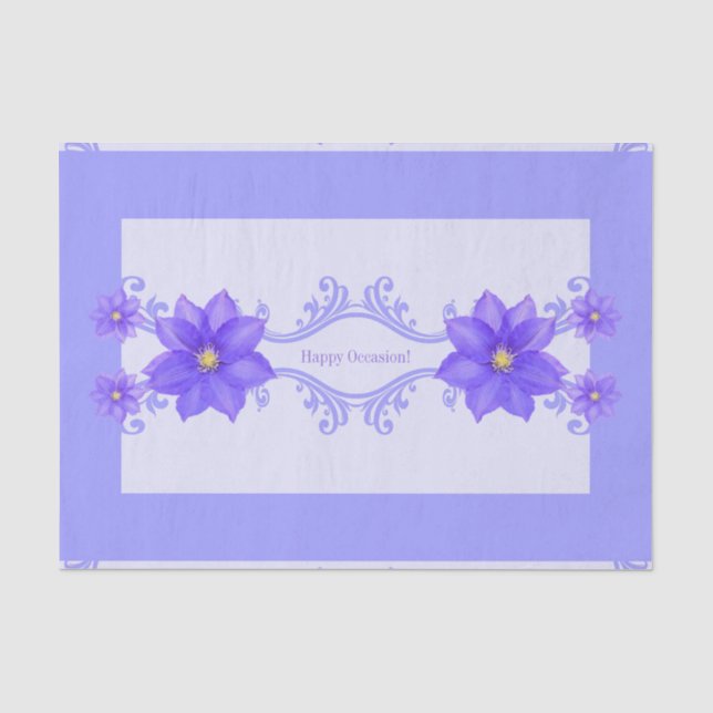 Purple Clematis Happy Occasion Gift Tissue Paper (Front)