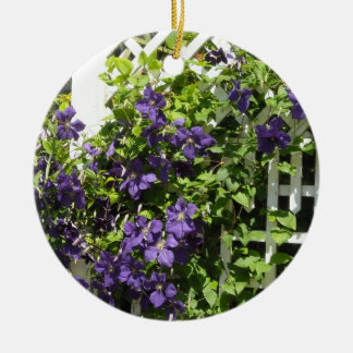 Purple Clematis on a Trellis Ceramic Ornament