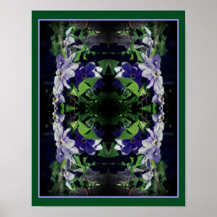 Purple Clematis On Fence In Sunlight Abstract Poster