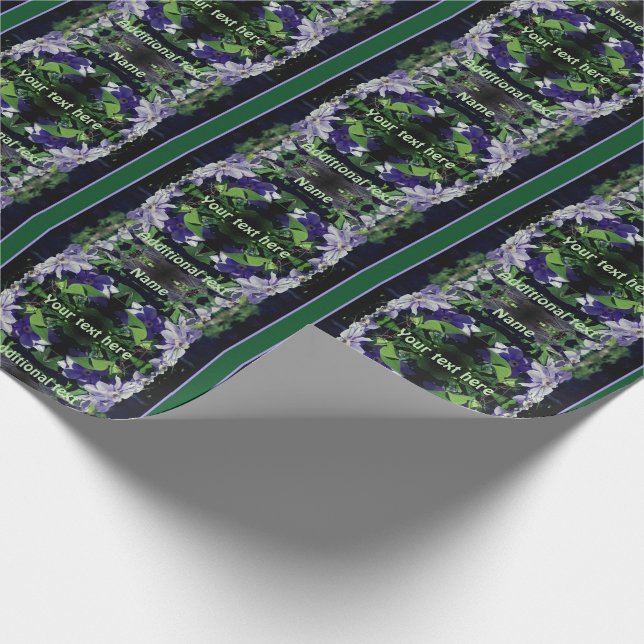 Purple Clematis On Fence In Sunlight Personalized Wrapping Paper (Corner)