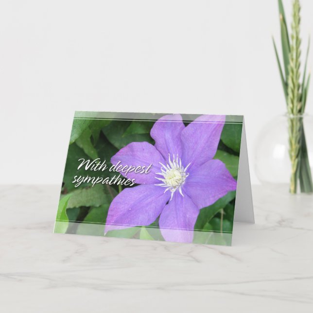 Purple Clematis Sympathy Cards (Front)
