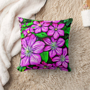 Purple Clematis throw pillow