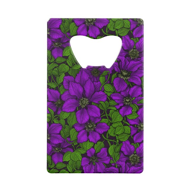 Purple Clematis vine Credit Card Bottle Opener (Front)